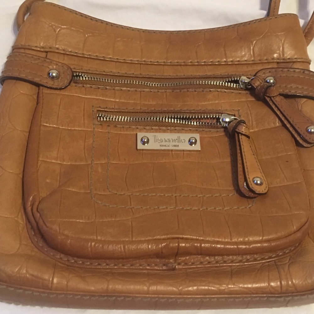 Leather Crossbody Textured Tan Bag - Picture 2 of 5